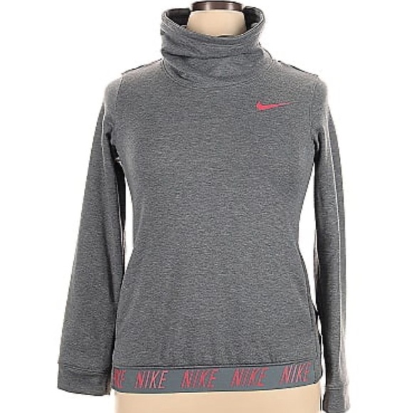 Nike Dri Fit Hoodie Girls Size large kids Pullover Sweatshirt Gray & Pink - Picture 1 of 5